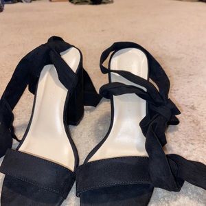 Black Suede Tie-Up Heels